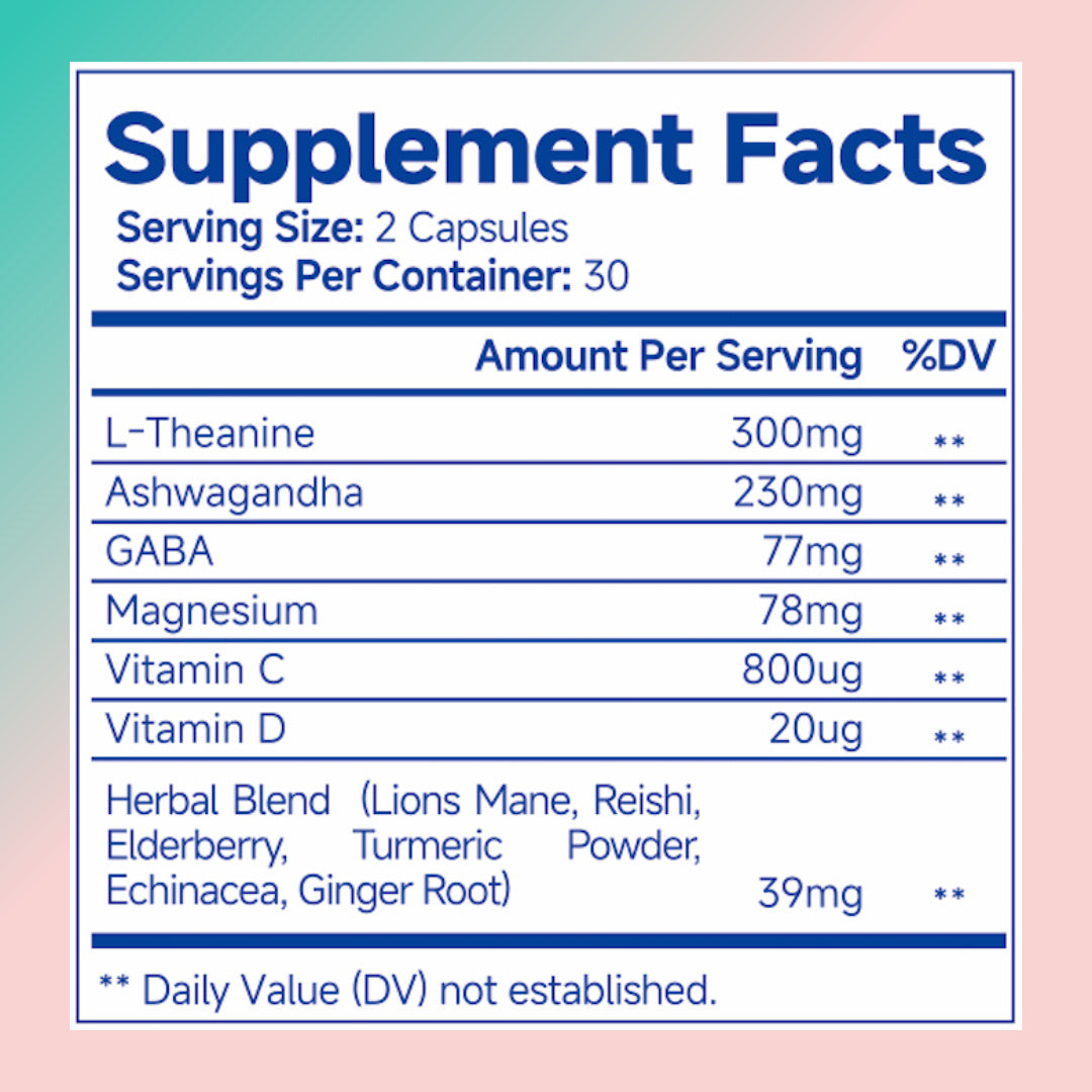 Calm & Focus Ashwagandha Supplement for Women - Stress Relief & Mental Clarity